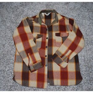 VTG Woolrich Flannel Shirt Men's 56 Plaid Wool Blend Heavy Thick USA 60s 70s